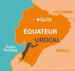 Localisation sur carte de la coopérative Urocal en Equateur