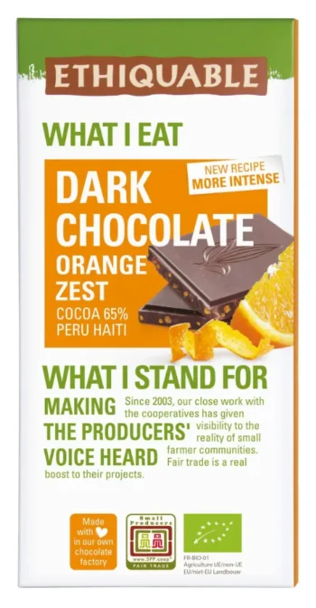 Tablette de chocolat noir à l'orange