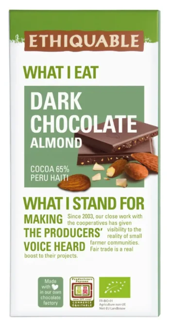 Tablette de chocolat noir 65% amandes