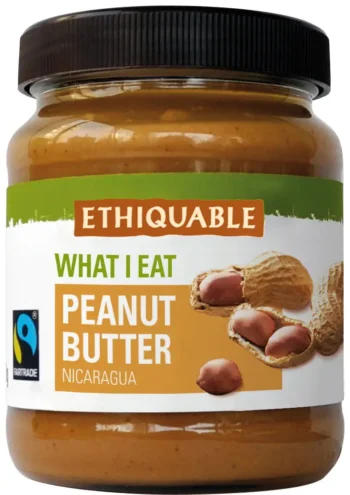 Beurre de cacahuète équitable. Bocal en verre.