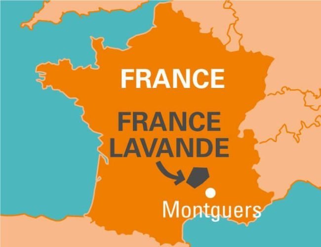Carte de la coopérative France lavande, producteurs d'huiles essentielles