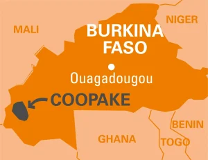 COOPAKE - coopérative Burkina Faso - huile végétale de sésame localisation sur carte