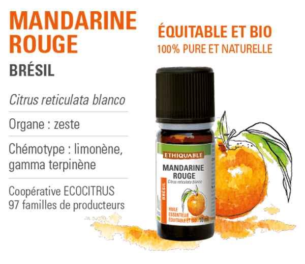 huile essentielle de mandarine rouge bio et équitable