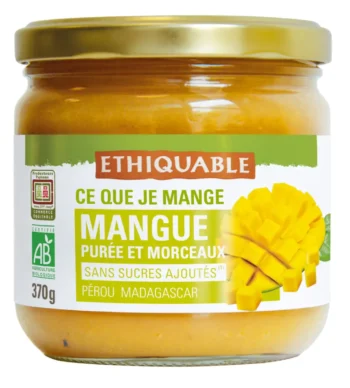 Purée de mangue avec morceaux bio et équitable