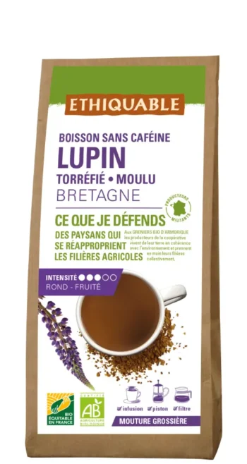Lupin torréfié bio et équitable proposé dans un sachet en kraft