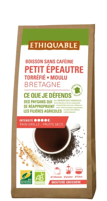 Petit épautre torréfié bio et équitable proposé dans un sachet en kraft