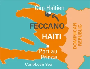 Localisation sur carte de la coopérative Fecanno en Haïti