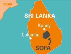 Localisation sur carte de la coopérative SOFA au Sri Lanka
