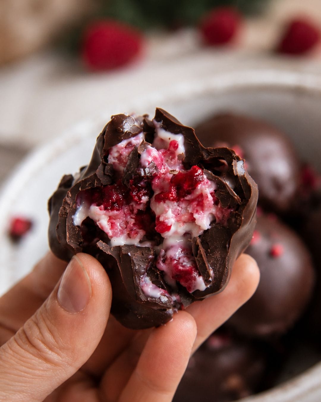 Bouchées croquantes framboise