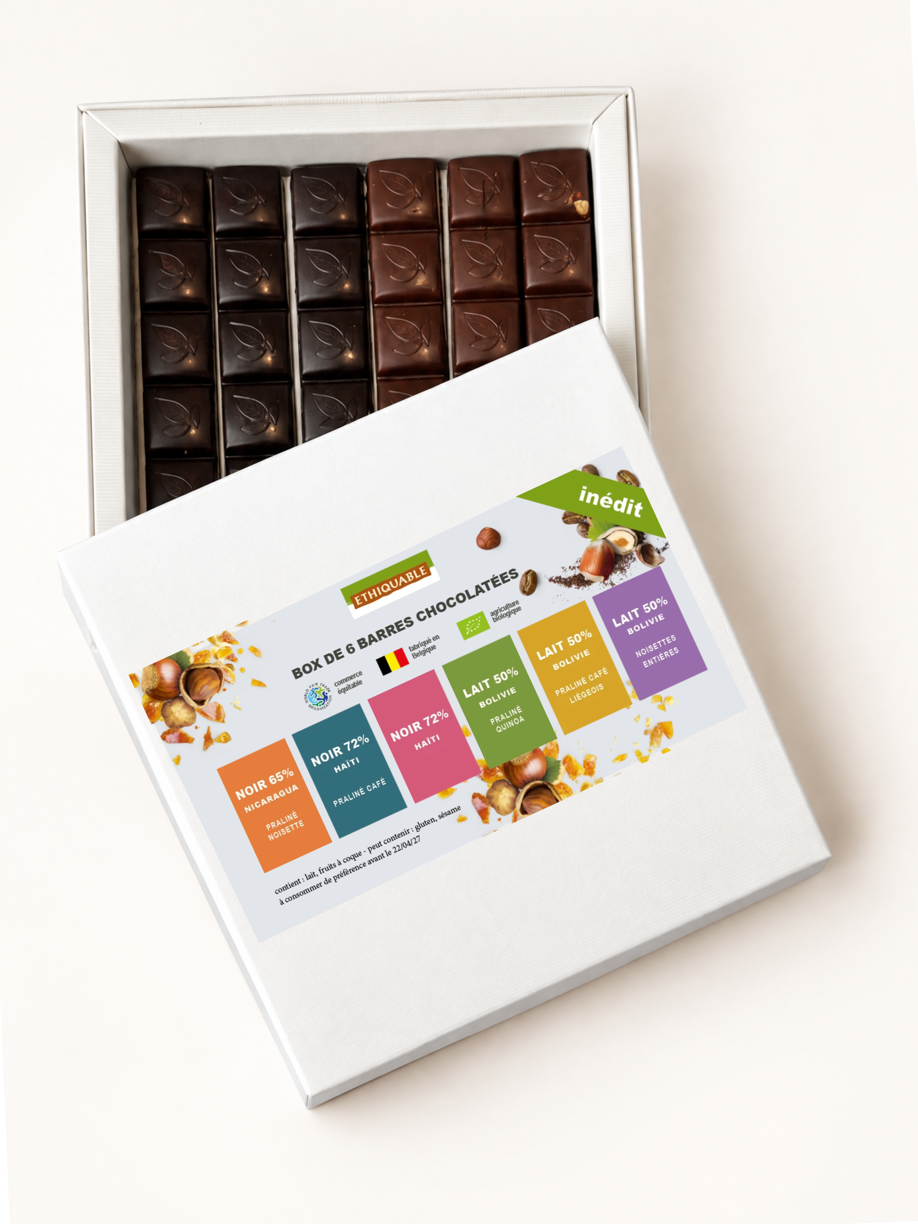 Coffret de 6 barres de chocolat